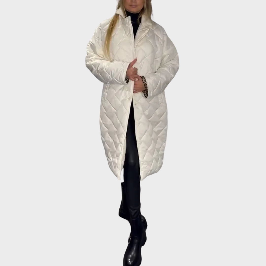 Ofira – Dvouvrstvý prošívaný kabát s leopardí podšívkou