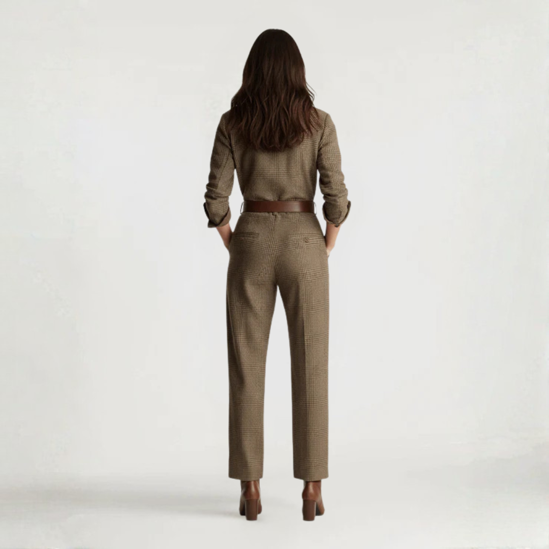 Tamara | Elegantní tweed texturovaný kostkovaný overal