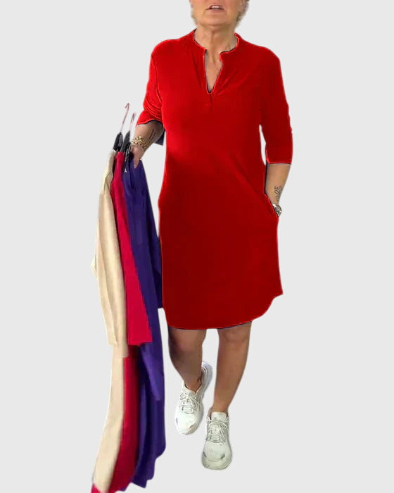 Katherine | Pevné šaty s V výstřihem