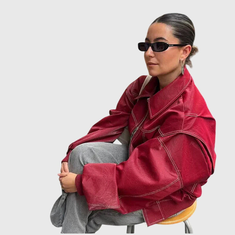 Faye™ - Oversized Kožená Bunda