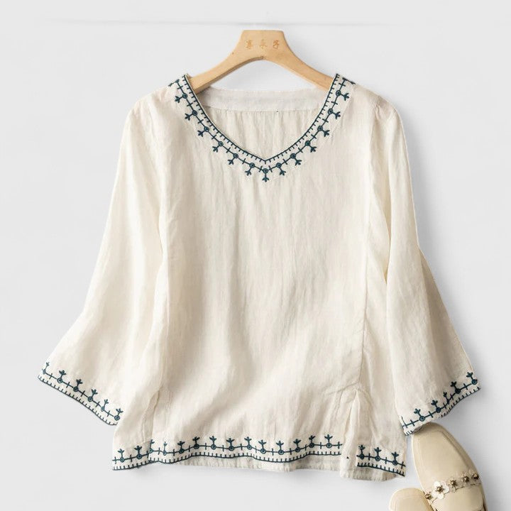 Taysia | Elegantní Blůza s V-Výstřihem