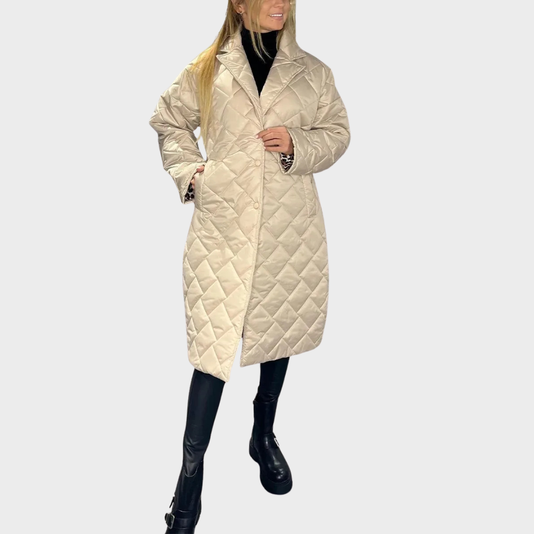 Ofira – Dvouvrstvý prošívaný kabát s leopardí podšívkou