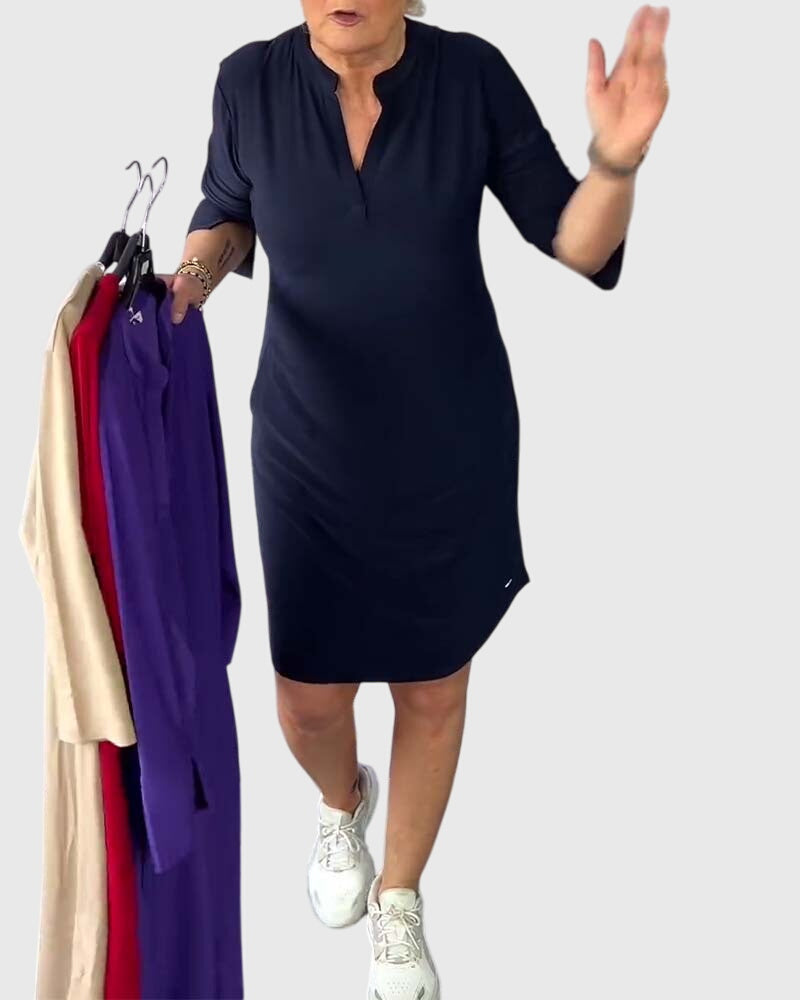 Katherine | Pevné šaty s V výstřihem