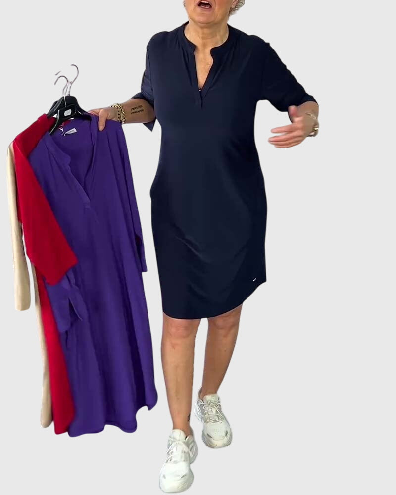 Katherine | Pevné šaty s V výstřihem