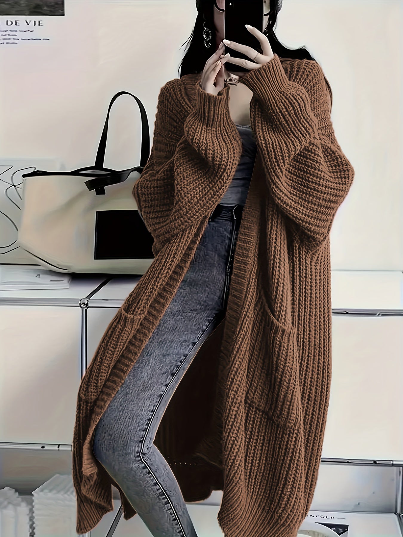 Krista | Dlouhý dámský pletený kardigan