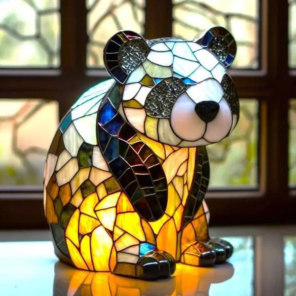 Loustic – Magická panda lampa z barevného skla