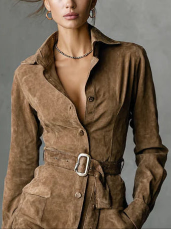 Agata – midi šaty z semiše