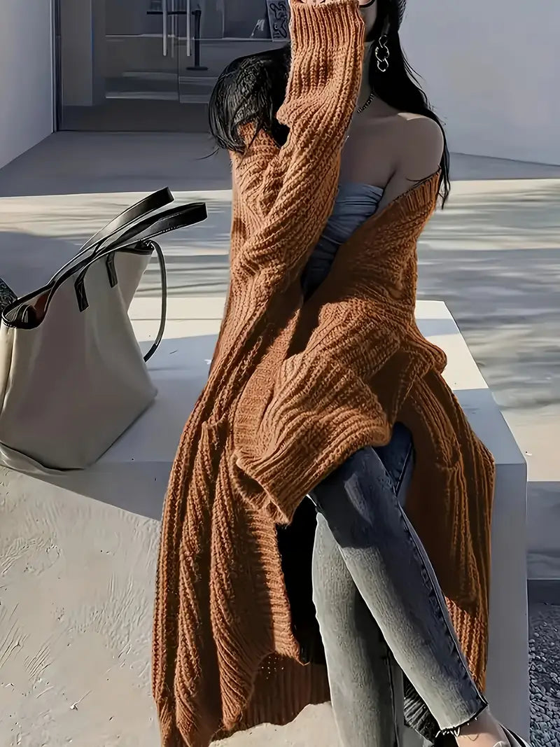 Krista | Dlouhý dámský pletený kardigan